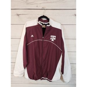 Russell Athletic Men's‎ White Red Long Sleeve Full Zip Windbreaker Jacket Sz XL